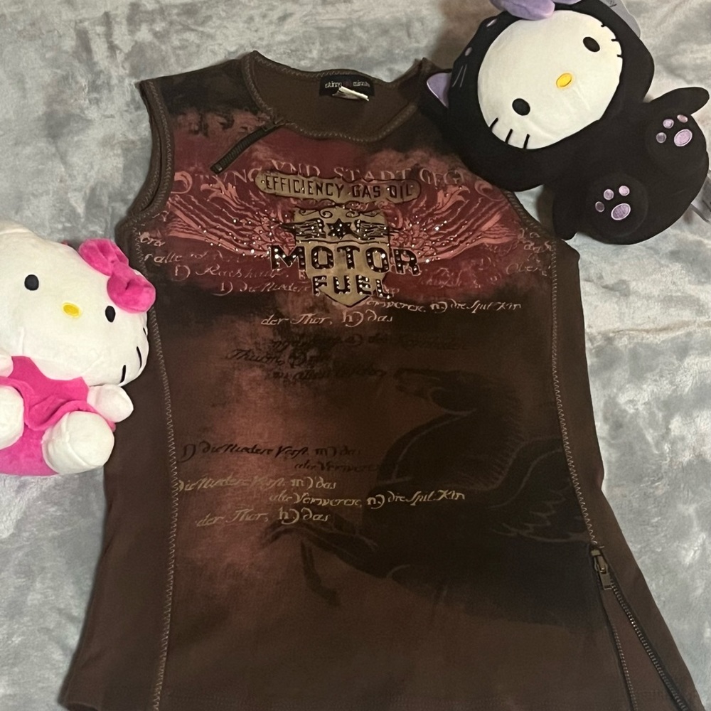 Y2K/Skinny Minnie/brown/Graphic/Sleeveless Top